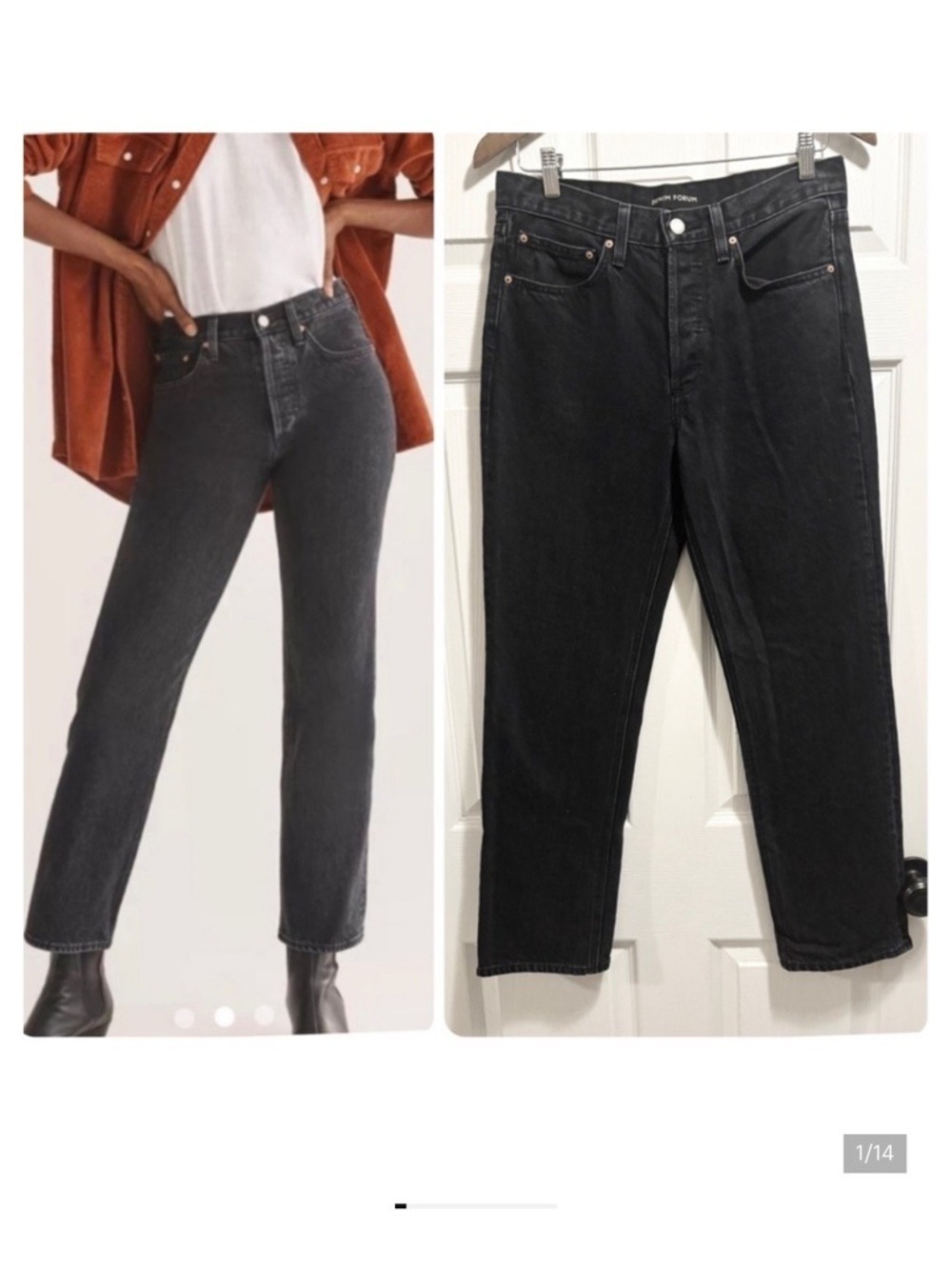 Aritzia Denim Forum The Joni Mid Rise Loose Jeans Black Eyeliner Size 26